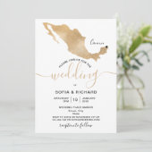 Trouwbestemming Mexico Gouden Verplaatsbaar Hart U Kaart (Staand voorkant)