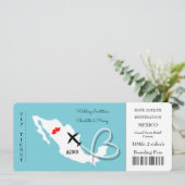 Trouwbestemming Mexico Ticket Kaart (Staand voorkant)