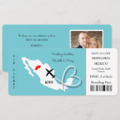Trouwbestemming Mexico Ticket Kaart (Voorkant / Achterkant)