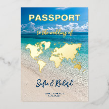 Trouwbestemming Paspoort Goud Folie vliegtuig hart