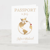 Trouwbestemming Paspoort Goud Wereldkaart Uitnodig (Voorkant)