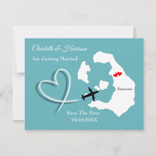 Trouwbestemming Santorini Bewaar de datum Save The Date (Voorkant)