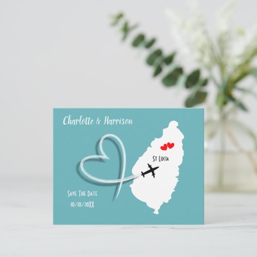 Trouwbestemming St Lucia Bewaar de datum Save The Date (Staand voorkant)
