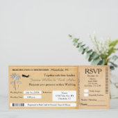 Trouwbestemming Ticket Uitnodiging RSVP Vintage (Staand voorkant)
