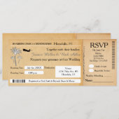 Trouwbestemming Ticket Uitnodiging RSVP Vintage (Voorkant / Achterkant)