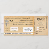 Trouwbestemming Ticket Uitnodiging RSVP Vintage (Voorkant)