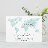 Trouwbestemming Watercolor Wereldkaart Hart Kaart (Staand voorkant)