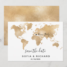 Trouwbestemming Wereldkaart Goud Verwijderbare Har Kaart
