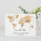 Trouwbestemming Wereldkaart Goud Verwijderbare Har Kaart (Staand voorkant)