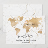 Trouwbestemming Wereldkaart Goud Verwijderbare Har Kaart (Voorkant / Achterkant)