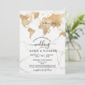 Trouwbestemming Wereldkaart Gouden Verplaatsbaar H Kaart (Staand voorkant)