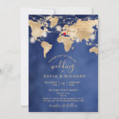 Trouwbestemming Wereldkaart Lichtpot en Hart  Kaart (Voorkant)