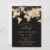 Trouwbestemming Wereldkaart Lichtpot en Hart Kaart (Voorkant)