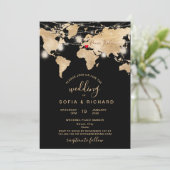 Trouwbestemming Wereldkaart Lichtpot en Hart Kaart (Staand voorkant)