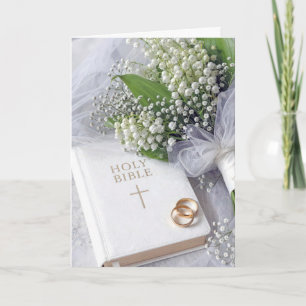 Trouwbijbel met lelietje-van-dalen-bruidsboeket kaart