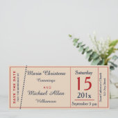 Trouwbiljet Retro Bewaar De Datum Aankondiging (Staand voorkant)