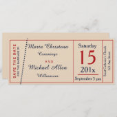 Trouwbiljet Retro Bewaar De Datum Aankondiging (Voorkant / Achterkant)