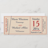 Trouwbiljet Retro Bewaar De Datum Aankondiging (Voorkant)