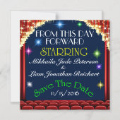 Trouwbioscoop Bewaar de datummagneet Magnetische Uitnodiging (Voorkant)