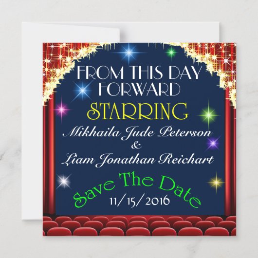 Trouwbioscoop Bewaar de datummagneet Magnetische Uitnodiging (Voorkant)