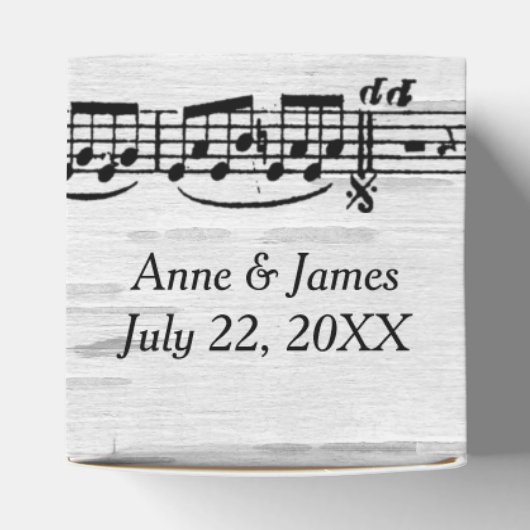 Trouwbladmuziek op berk bedankdoosjes (Bovenkant)