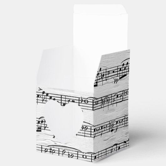 Trouwbladmuziek op berk bedankdoosjes (Geopend)