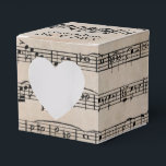 Trouwbladwijzer op vintagepapier bedankdoosjes<br><div class="desc">Muziekcompositie op oude papierachtergrond voor trouwen</div>