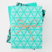 Trouwblauw/Blauwgroen werveling w/bruiloft blauw S Inpakpapier Vel (In situ)