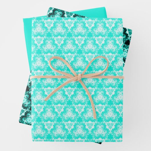 Trouwblauw/Blauwgroen werveling w/bruiloft blauw S Inpakpapier Vel (In situ)
