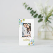 Trouwblauw Bloemen Fotoregister Invoegen Kaart (Staand voorkant)
