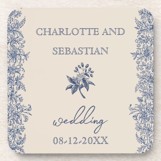 Trouwblauw botanische grens  bier onderzetter (Voorkant)