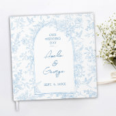 Trouwblauw en wit Frans Toile Guest Book Gastenboek
