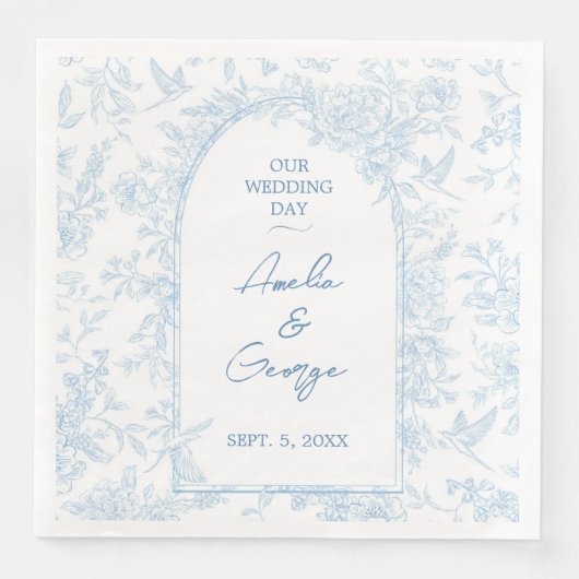 Trouwblauw en wit Frans toilet Servet (Voorkant)