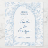 Trouwblauw en wit Frans toilet Wijn Etiket (Enkel label)