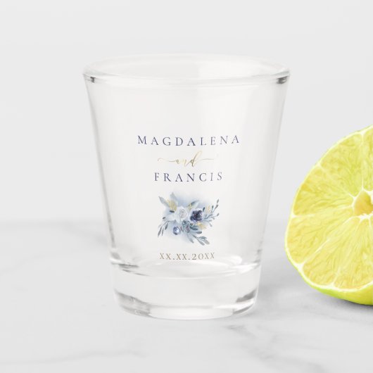 trouwblauwe rozen shot glas (Voorkant)