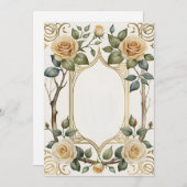 Trouwbloem en gouden lijst kaart (Voorkant / Achterkant)