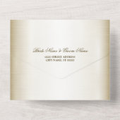 Trouwbloem Golden  Hart Lijst Elegant All In One Uitnodiging (Achterkant)