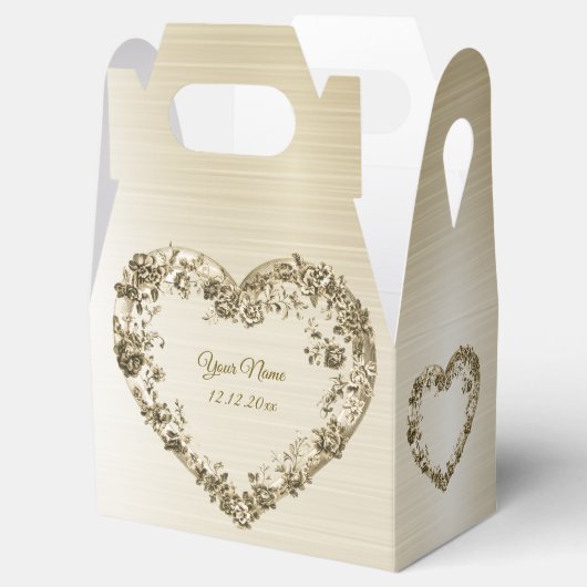Trouwbloem Golden  Hart Lijst Elegant Bedankdoosjes (Geopend)