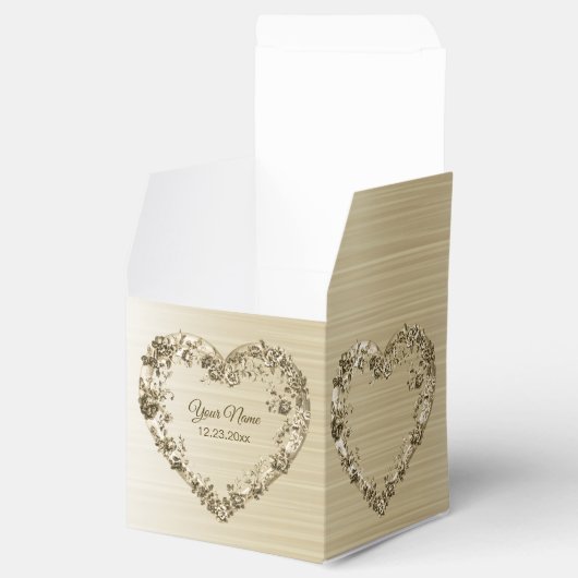 Trouwbloem Golden Hart Lijst Elegant Bedankdoosjes (Geopend)