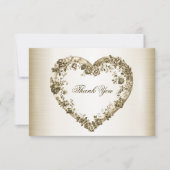 Trouwbloem Golden  Hart Lijst Elegant Bedankkaart (Voorkant)