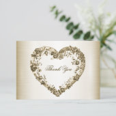 Trouwbloem Golden  Hart Lijst Elegant Bedankkaart (Staand voorkant)