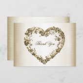 Trouwbloem Golden Hart Lijst Elegant Bedankkaart (Voorkant / Achterkant)
