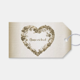 Trouwbloem Golden  Hart Lijst Elegant Cadeaulabel