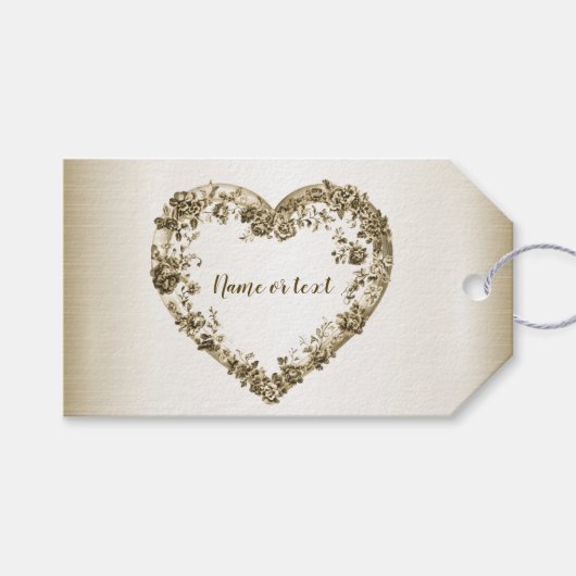 Trouwbloem Golden  Hart Lijst Elegant Cadeaulabel (Voorkant (Horizontaal))