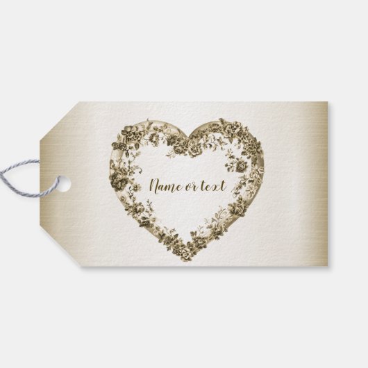 Trouwbloem Golden  Hart Lijst Elegant Cadeaulabel (Achterkant Horizontaal)