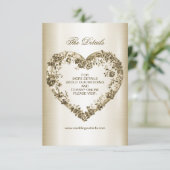 Trouwbloem Golden Hart Lijst Elegant Informatiekaartje (Staand voorkant)