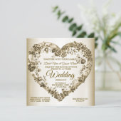 Trouwbloem Golden Hart Lijst Elegant Kaart (Staand voorkant)