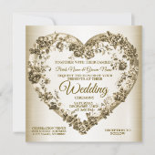 Trouwbloem Golden Hart Lijst Elegant Kaart (Voorkant)