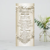 Trouwbloem Golden  Hart Lijst Elegant Programmakaart (Staand voorkant)