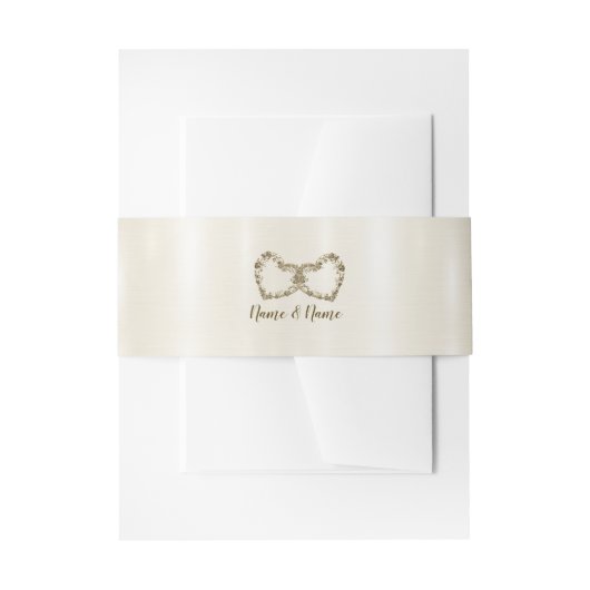 Trouwbloem Golden  Hart Lijst Elegant Uitnodigingen Wikkel (Voorkant Voorbeeld)